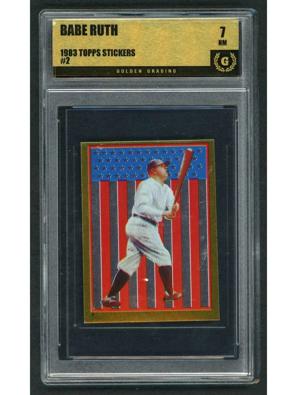 1983 Topps Foil Stickers Babe Ruth #2 Yankees HOF Graded 7 NM
